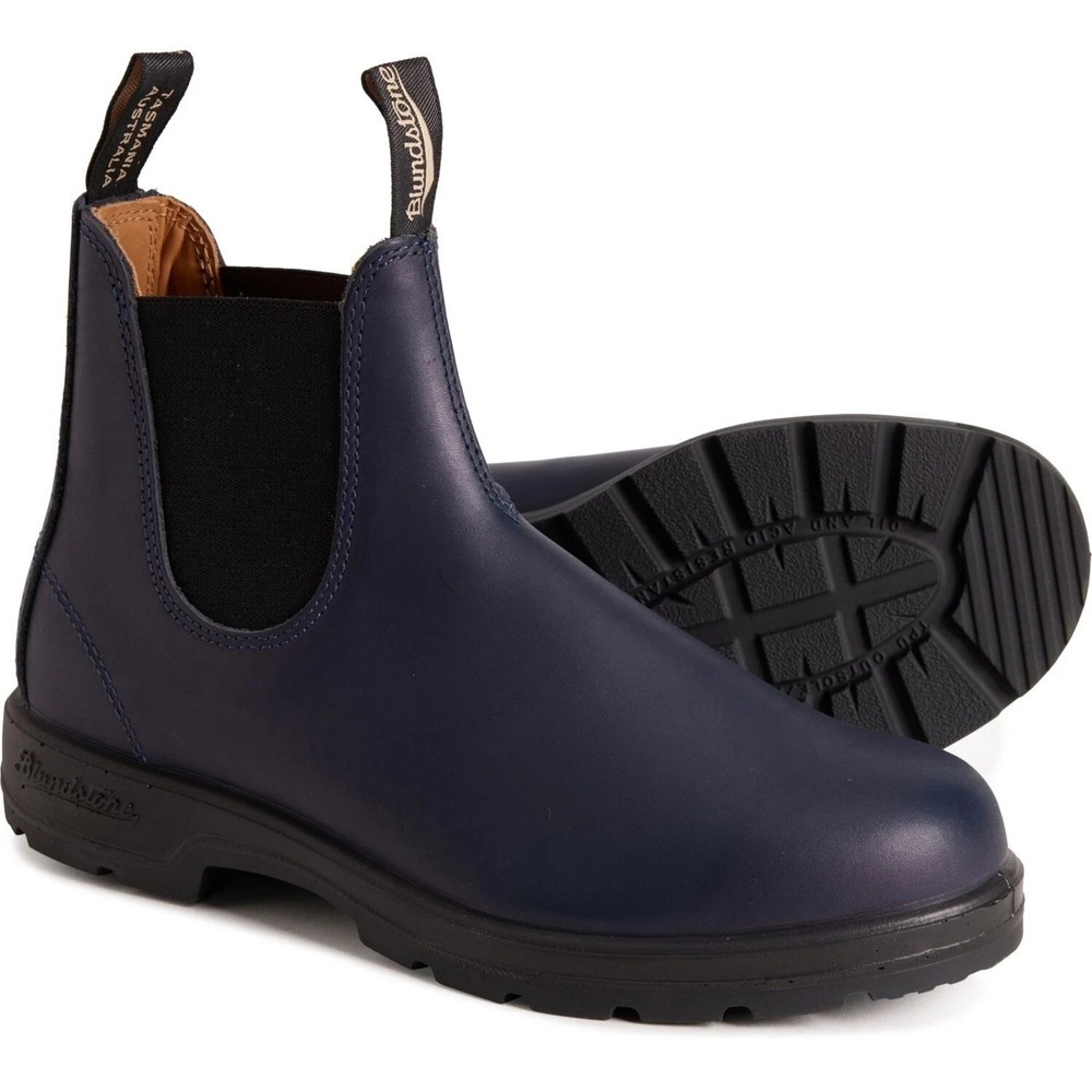 Blundstone 2246 Men Chelsea Boots AU 13 US 14 Navy Leather Slip On Elastic Side